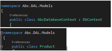 DbContext modified in Dal
