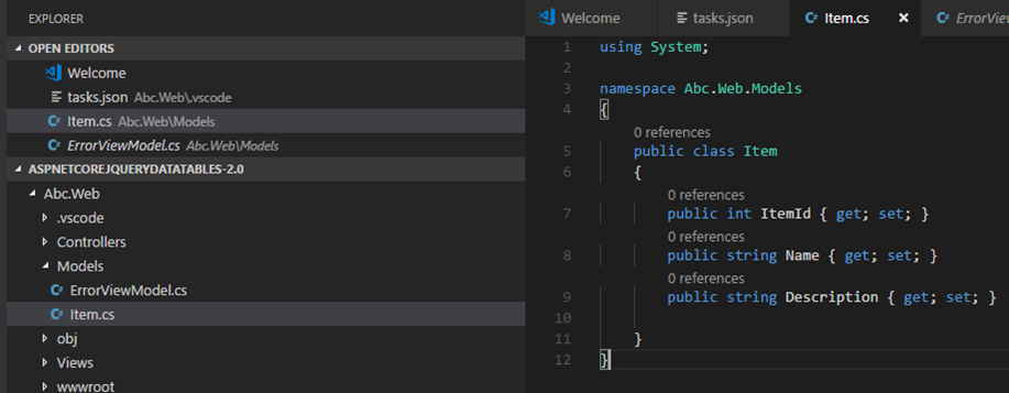 VS Code - Item Model